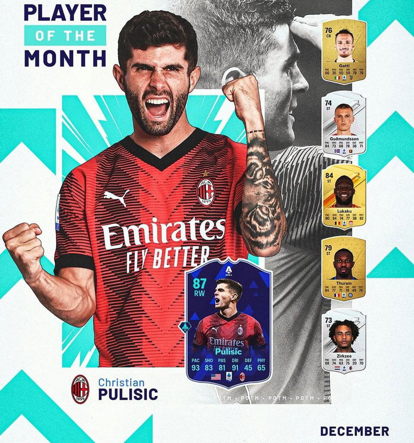 Pulisic eletto miglior giocatore del mese di dicembre preview