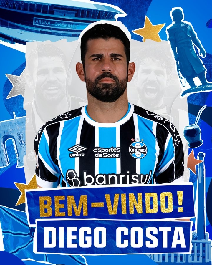 Ufficiale: Gremio, arriva da svincolato Diego Costa preview