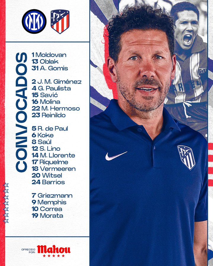 Atletico, i convocati per l’Inter. Ok Morata preview