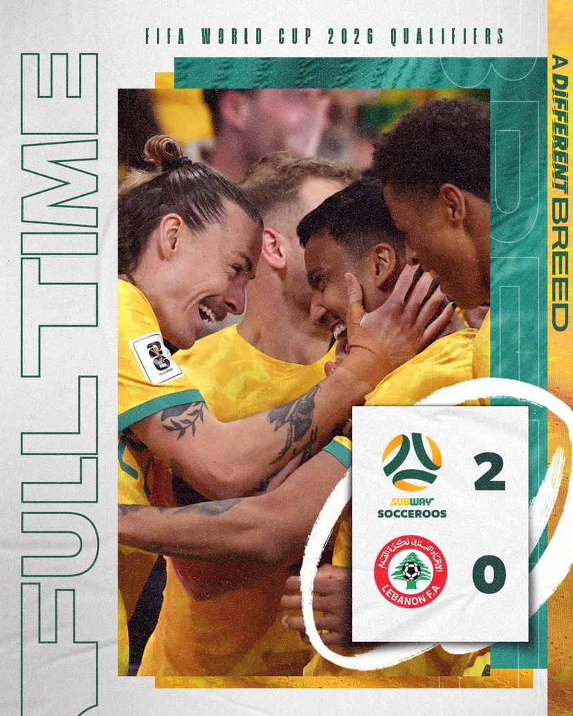 Qualificazioni Mondiali 2026, l’Australia batte il Libano e consolida il primo posto nel girone preview