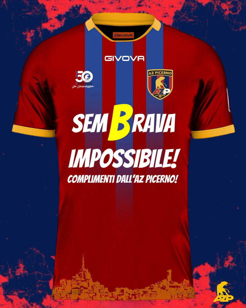 Picerno, contro la Juve Stabia una maglietta speciale per celebrare gli avversari: “SemBrava Impossibile” preview