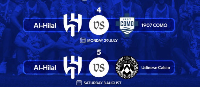 L’Al Hilal comunica le amichevoli: sfiderà Como e Udinese preview