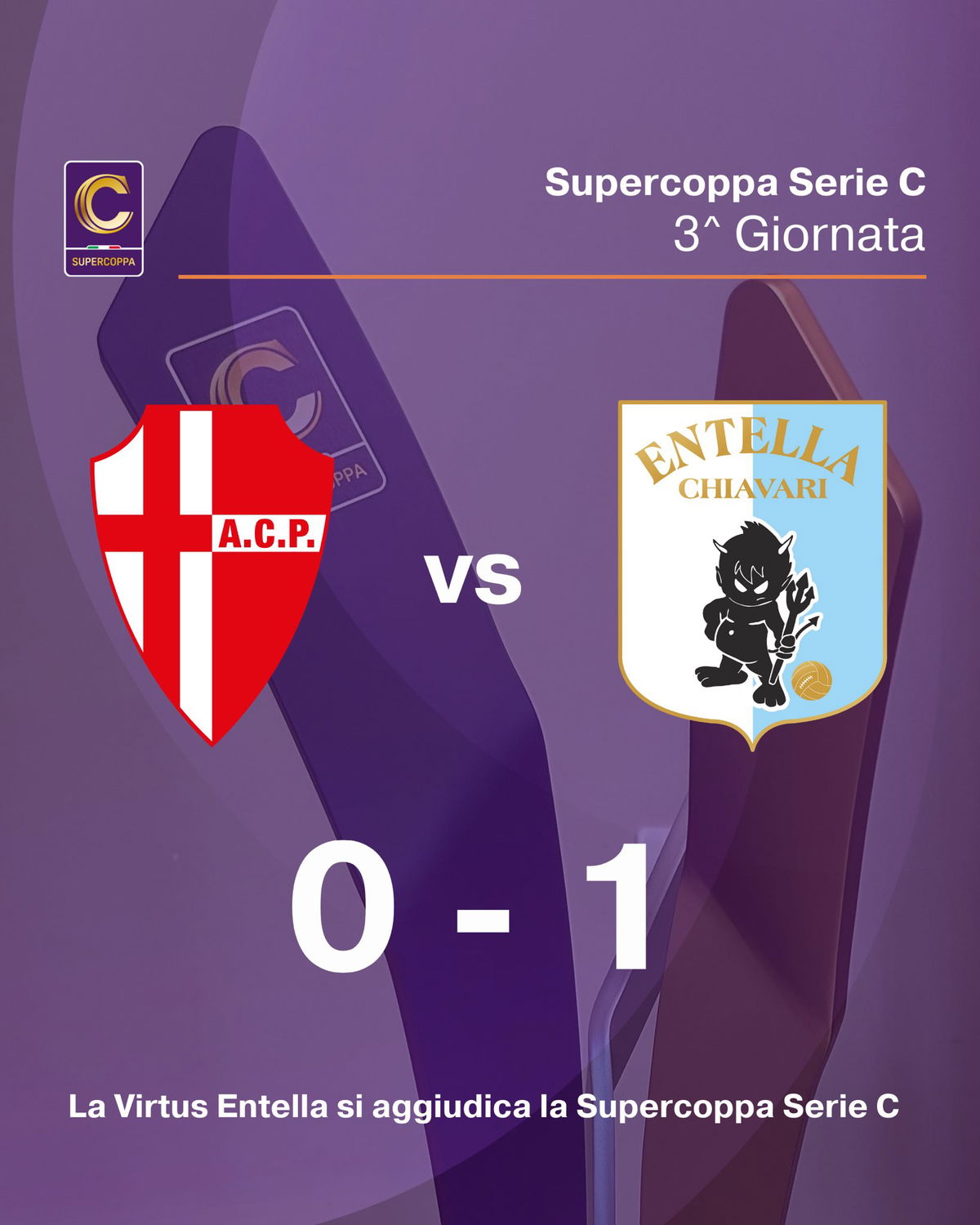 Serie C, la Supercoppa è della Virtus Entella. Vittoria a Padova 1-0 article-post