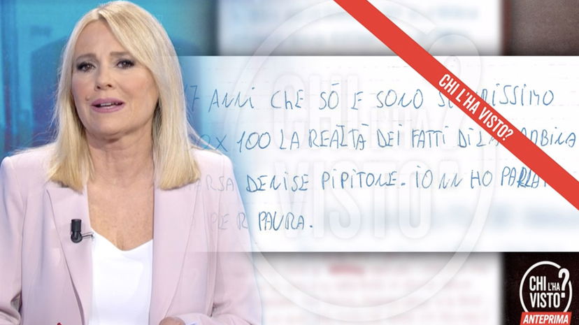 Federica Sciarelli racconta cosa c’è scritto nella lettera anonima su Denise arrivata a Chi l’Ha Visto preview