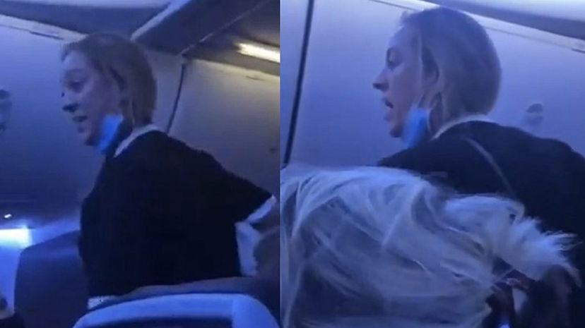 Omofoba no mask trascinata via da un aereo, i passeggeri applaudono: “Vattene bigotta” preview