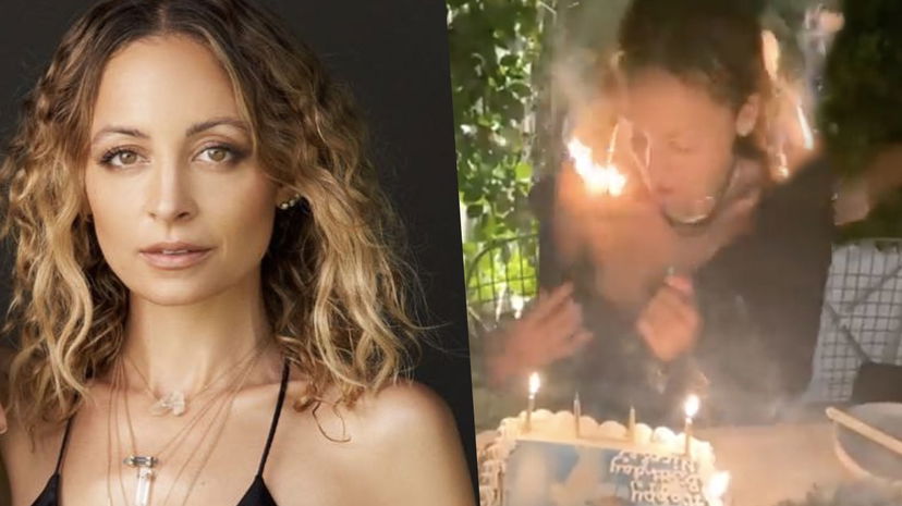 Nicole Richie si dà fuoco ai capelli mentre soffia le candeline preview