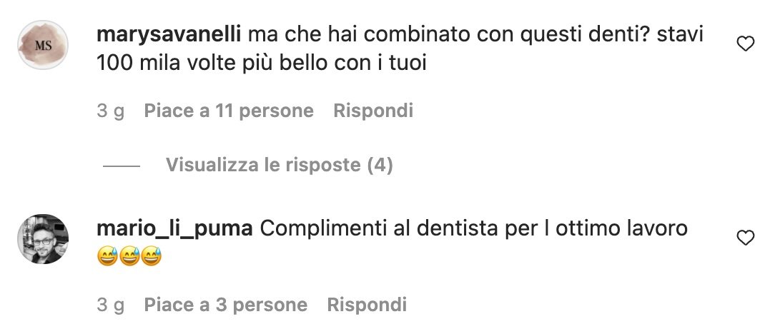 I commenti sotto una foto Instagram di Alessandro Basciano