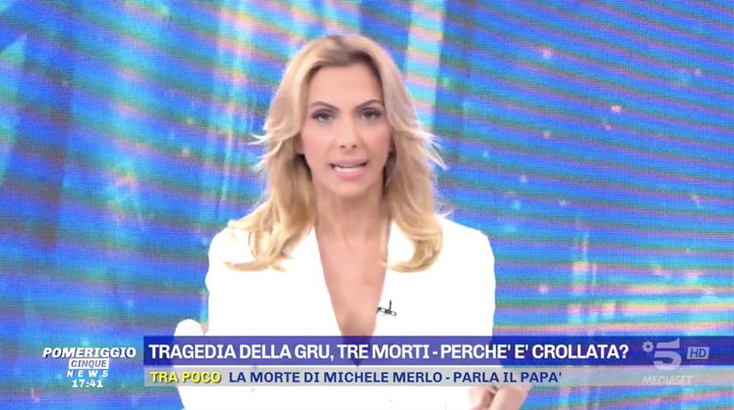 Simona Branchetti costretta a cambiare studio durante Pomeriggio 5 News preview