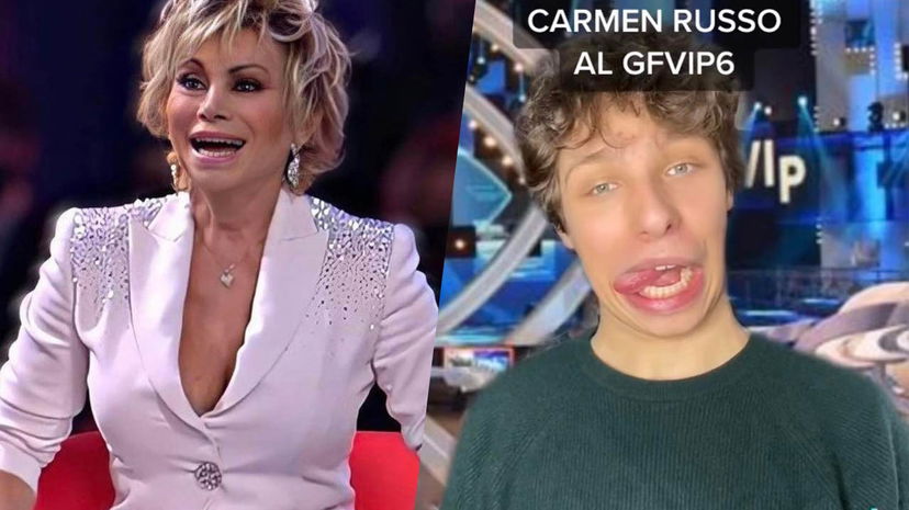 Carmen Russo reagisce in diretta alla sua imitazione preview