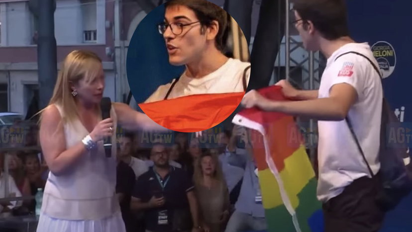 Ragazzo con la bandiera LGBT accusato di essere d’accordo con la Meloni: “Non sono un attivista” preview