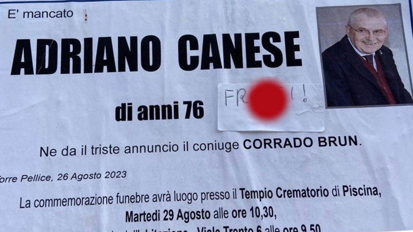 Torino, insulto omofobo sul manifesto funebre di Adriano. Il compagno Corrado replica preview