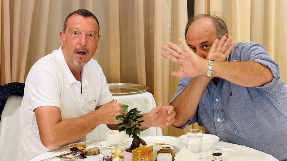 amadeus e gerry scotti colazione