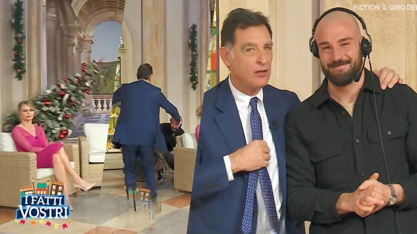 Incidente a I Fatti Vostri: cameraman inciampa e cade l’albero di Natale preview