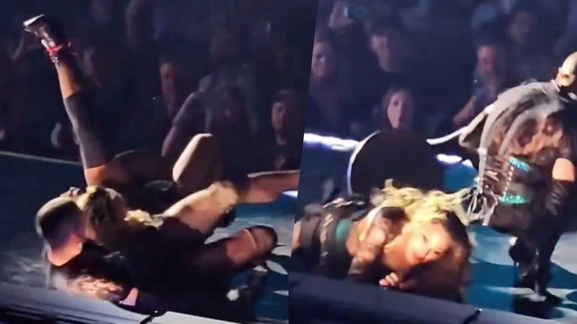 Ballerino trascina Madonna e la fa cadere, lei scoppia a ridere preview