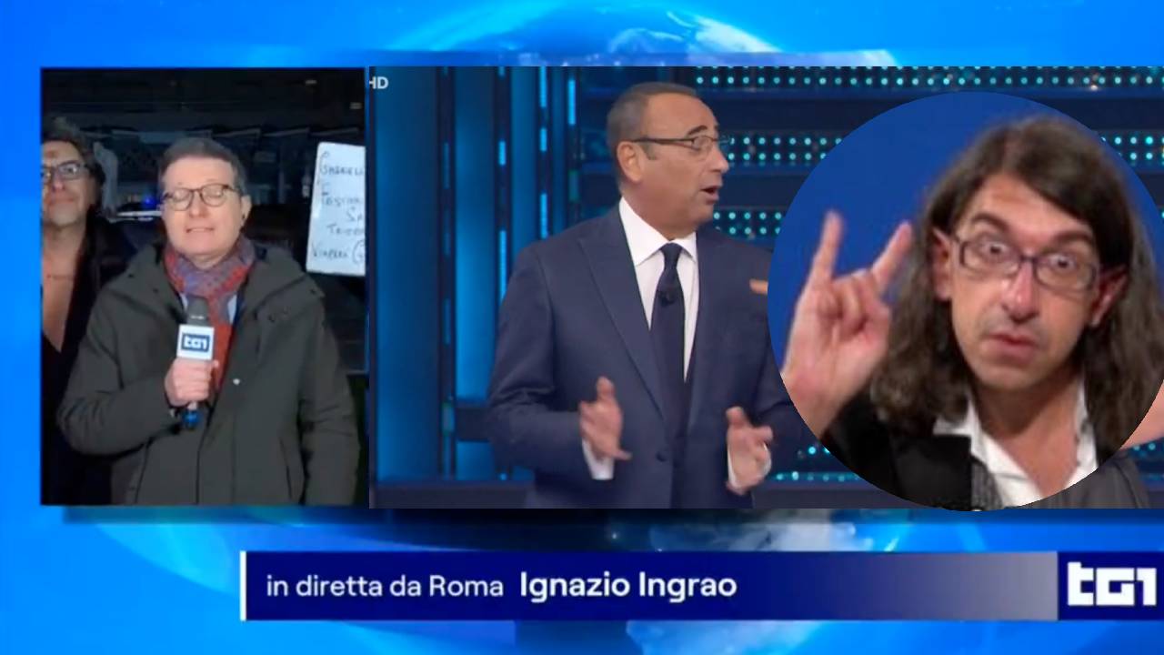 Gabriele Paolini fa irruzione al TG1: “Sanremo è truccato, ecco chi vince”