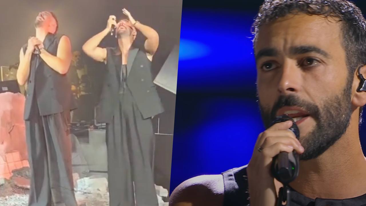 Marco Mengoni in lacrime mentre canta il brano per la madre