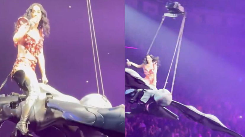 Katy Perry, incidente in tour: rischia di cadere dalla farfalla volante preview