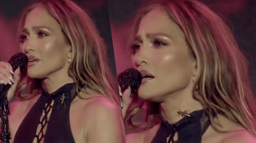 Un grillo cammina sul collo di Jennifer Lopez in concerto preview