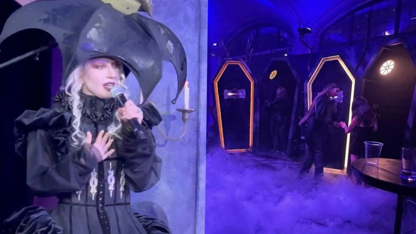 Lady Gaga fa ascoltare il nuovo singolo ai fan dentro a delle cabine/bare preview