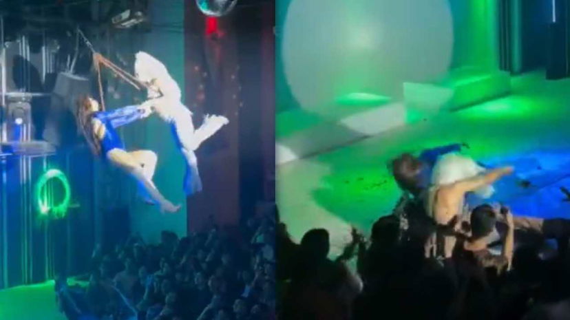 Incidente per due drag queen che cadono dal soffitto mente ballano Wicked preview