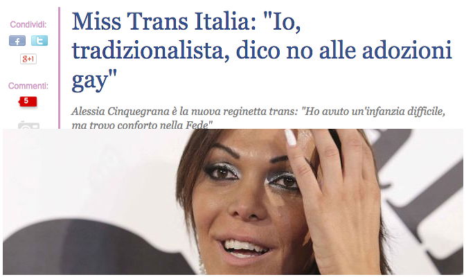 miss italia trans 2014 no adozioni gay matrimoni gay