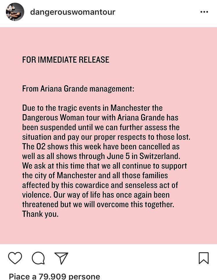 Dangerous Woman Tour Ariana Grande cancella le date (2)