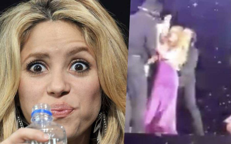 shakira crazy fan jump stage