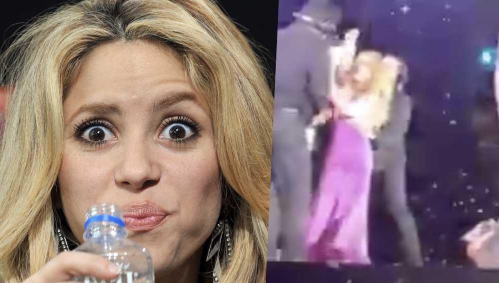 shakira crazy fan jump stage