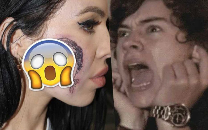 harry styles tatuaggio guancia fan tattoo