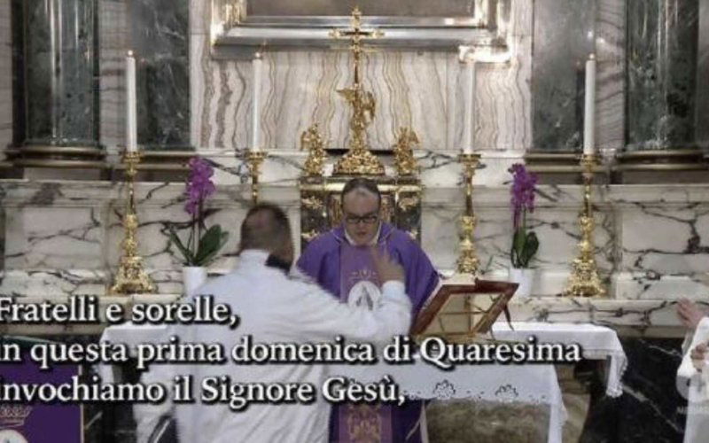 santa messa rete 4 uomo urla dio