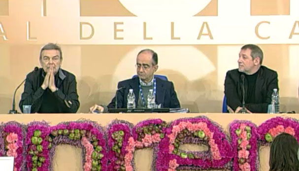 Sanremo 2013: la seconda conferenza stampa. Fabio Fazio e Luciana Littizzetto assenti; Maurizio Crozza showman preview