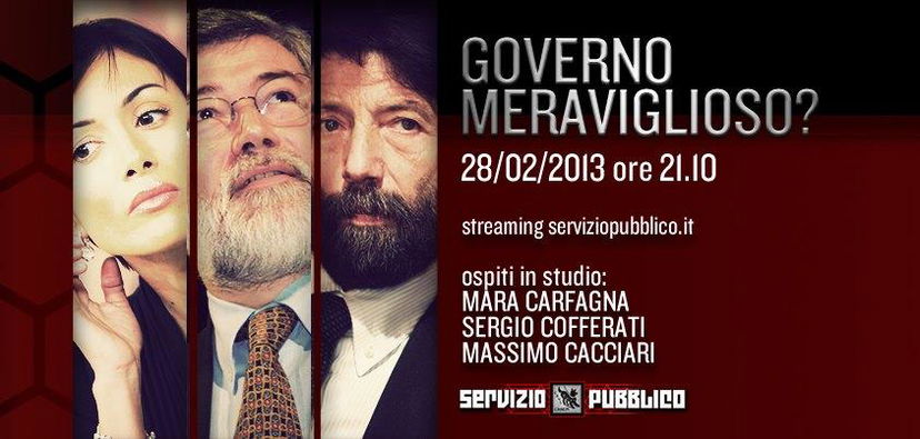 Servizio Pubblico, puntata di stasera, 28 febbraio: “Governo meraviglioso?”, i risultati delle Elezioni e il boom di Grillo preview