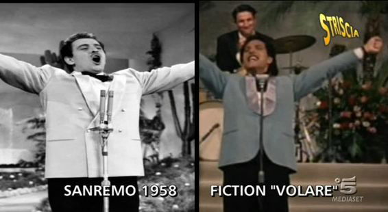 Striscia la Notizia, la fiction Volare con Beppe Fiorello e l’inesattezza sulla giacca di Modugno – VIDEO preview