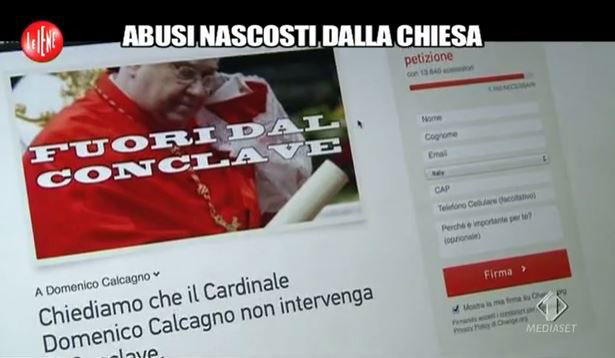 Le Iene, i casi di pedofilia nella Chiesa, petizione online: il Cardinale Calcagno fuori dal Conclave – VIDEO preview