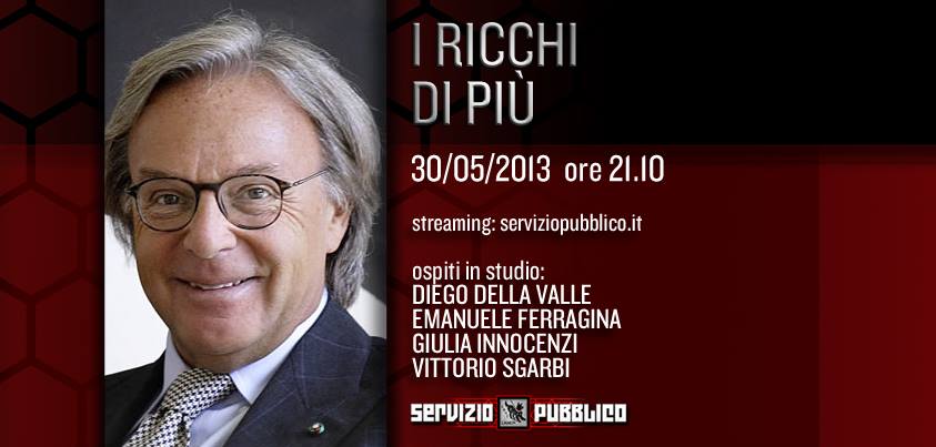 Servizio Pubblico, ultima puntata stasera 30 maggio: Diego Della Valle, Emanuele Ferragina, Vittorio Sgarbi ospiti article-post