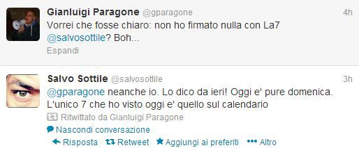 Salvo Sottile e Gianluigi Paragone a La7? Entrambi smentiscono su Twitter preview