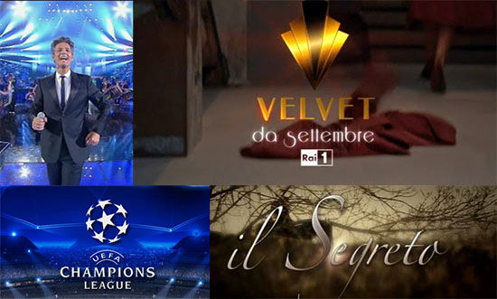 Il valzer dei palinsesti acchiappa ascolti: Velvet anticipata, preceduta da TecheTecheTe’ sfida Il Segreto e la Champions preview