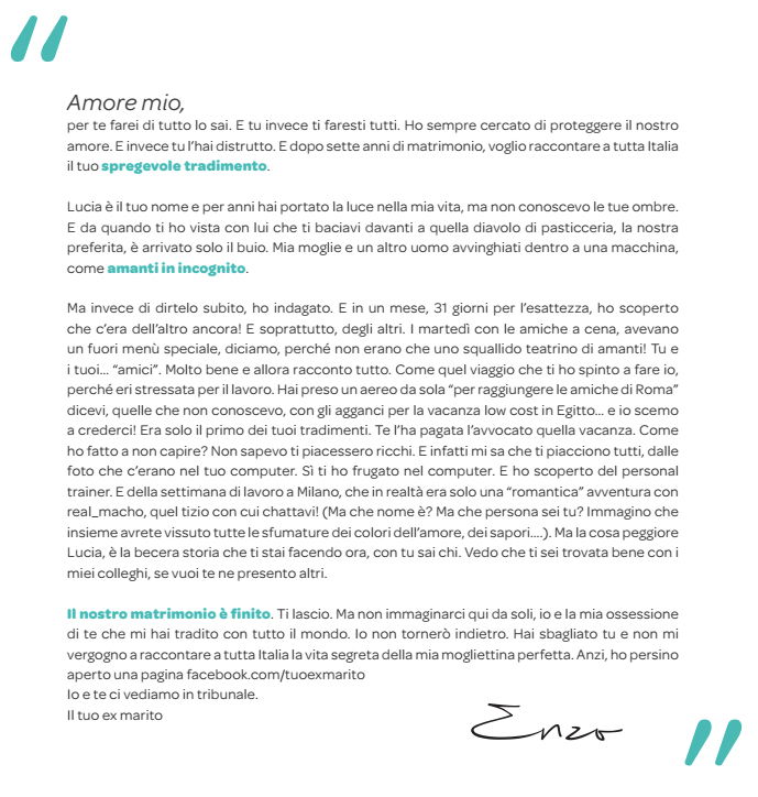 Real Time e Alta infedeltà: sul Corriere della Sera il paginone comprato del marito tradito è subito virale preview