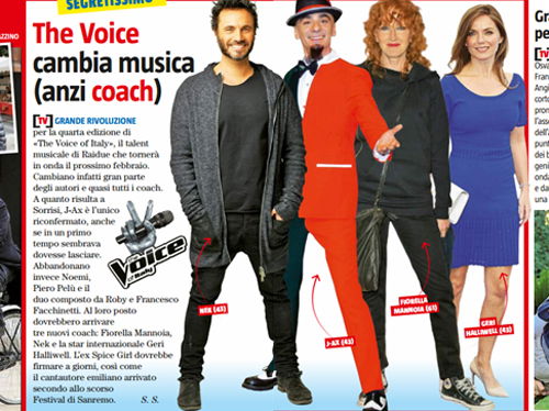 Anticipazioni The Voice Of Italy 4: J-Ax, Nek, Fiorella Mannoia e Geri Halliwell vocal coach? preview