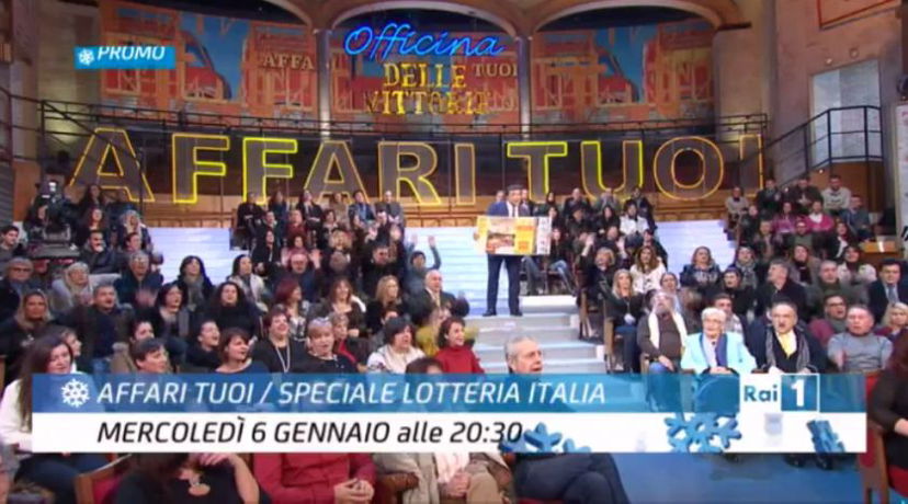Ascolti Tv, 6 gennaio 2016: Affari Tuoi – Speciale Lotteria Italia a 5,4 mln; Senza Identità 2 a 2,4 mln preview