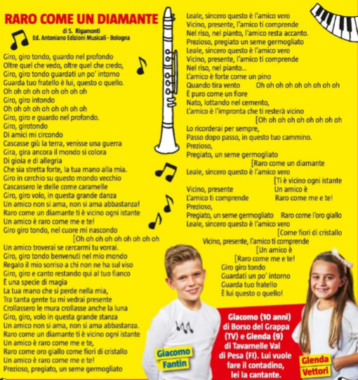 Lo Zecchino d’Oro 2016, il testo della canzone “Raro come un diamante