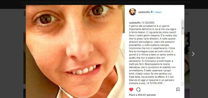 Nadia Toffa compie 39 anni, il messaggio di forza e vita: dopo i mesi difficili, parole d’affetto ai fan preview