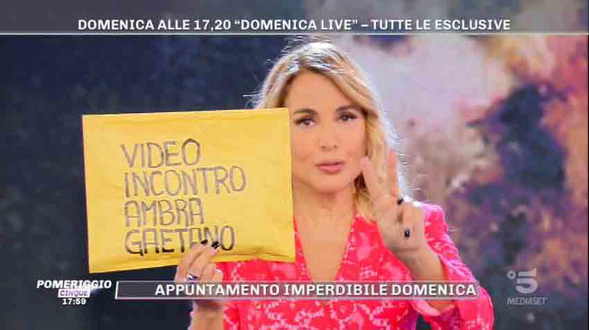 Domenica Live, ospiti 17 novembre: video incontro Ambra-Gaetano, Floriana Secondi preview