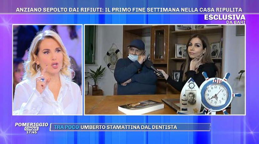 Pomeriggio 5, Umberto: ancora rifiuti in casa, Barbara d’Urso “Non fare il furbo con me!” preview