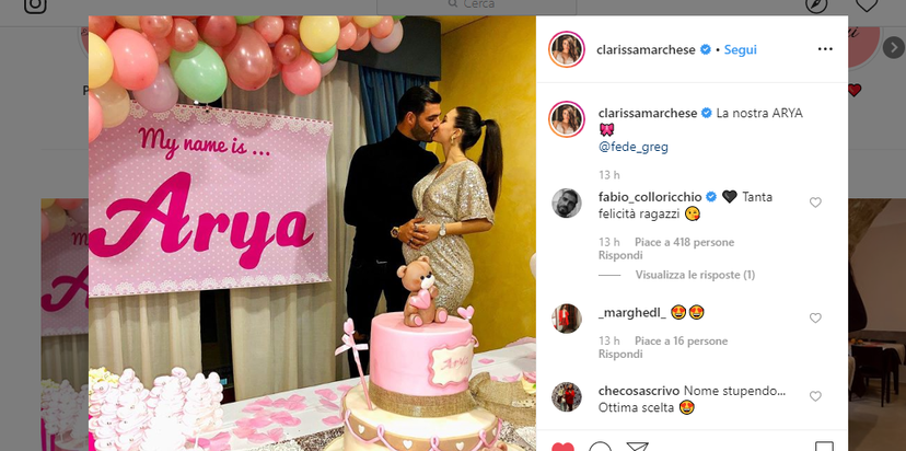 Clarissa Marchese e Federico Gregucci: ecco come si chiamerà la figlia – VIDEO preview