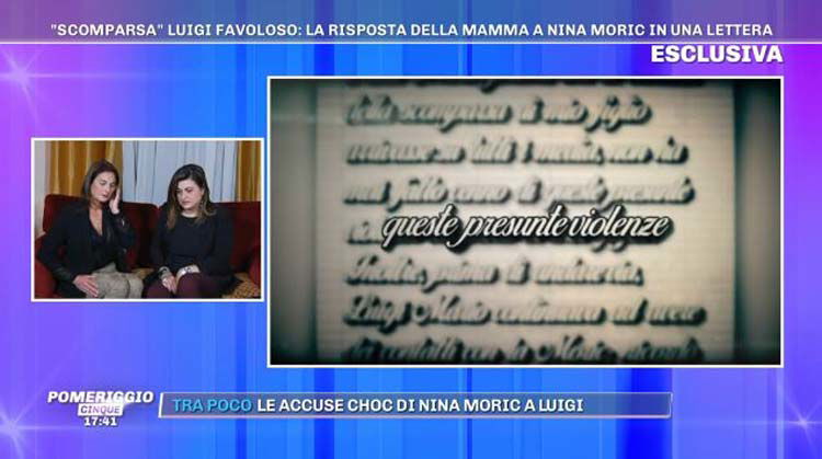Luigi Favoloso, lettera della madre