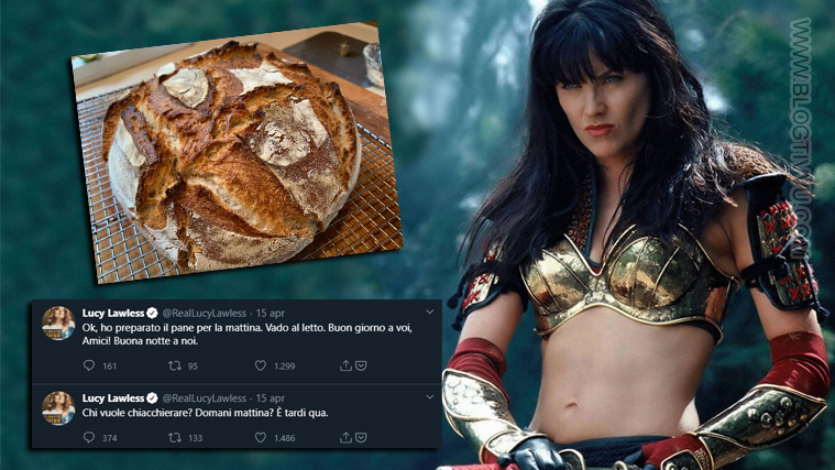 Lucy Lawless, Xena Principessa Guerriera in quarantena: sforna pane e twitta in italiano preview