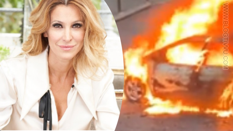 Adriana Volpe, automobile prende fuoco sotto casa sua