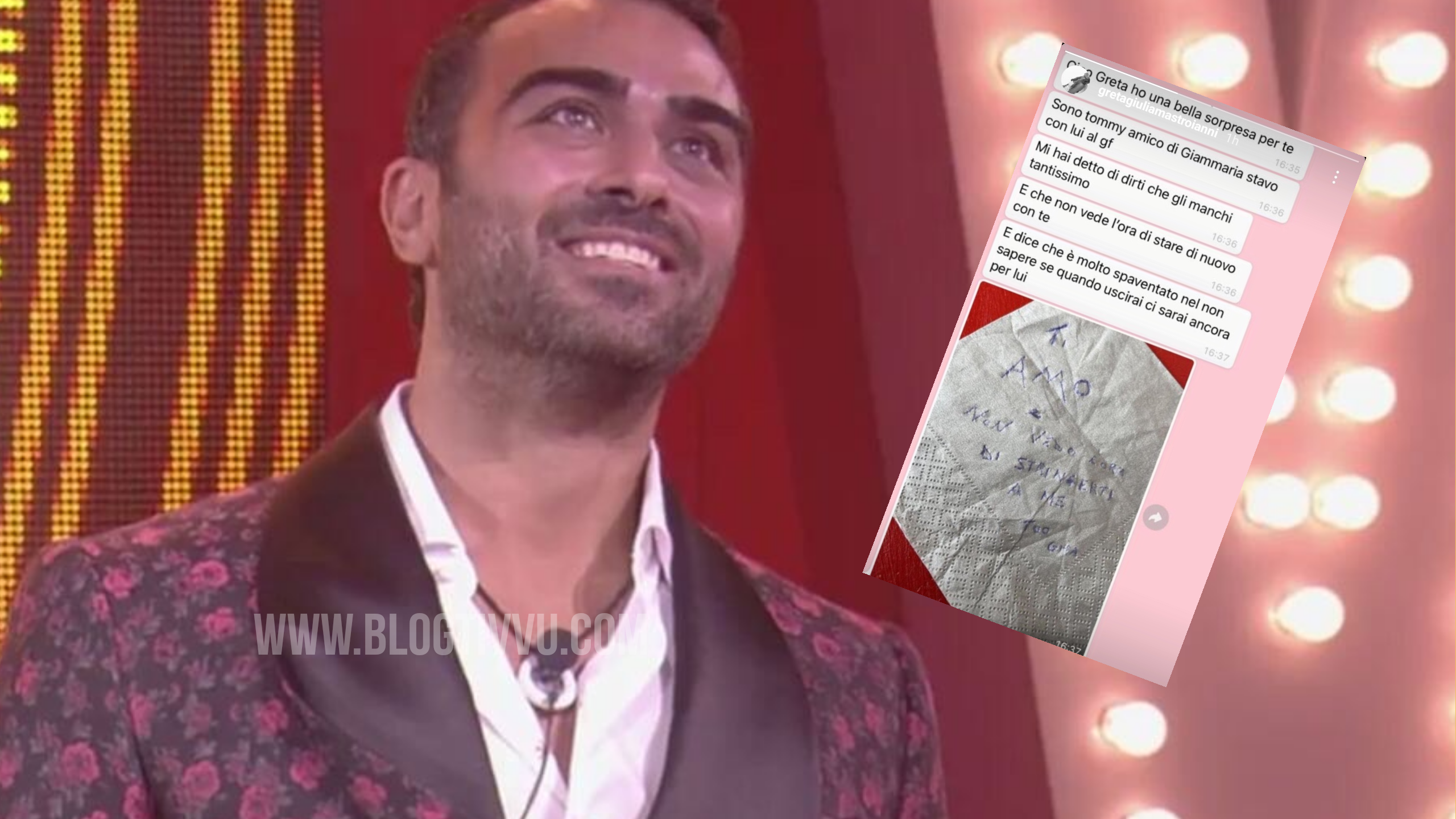 Tommaso Eletti recapita un messaggio di Gianmaria per la fidanzata