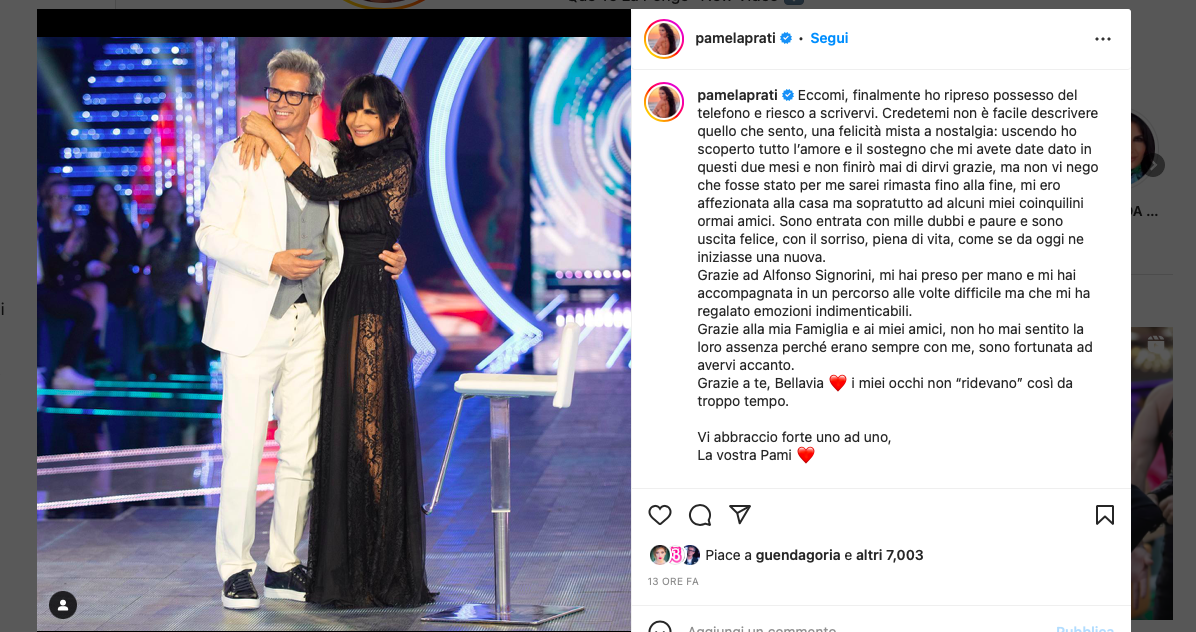 Pamela Prati e la dedica a Bellavia dopo il Grande Fratello Vip: la reazione di Marco article-post